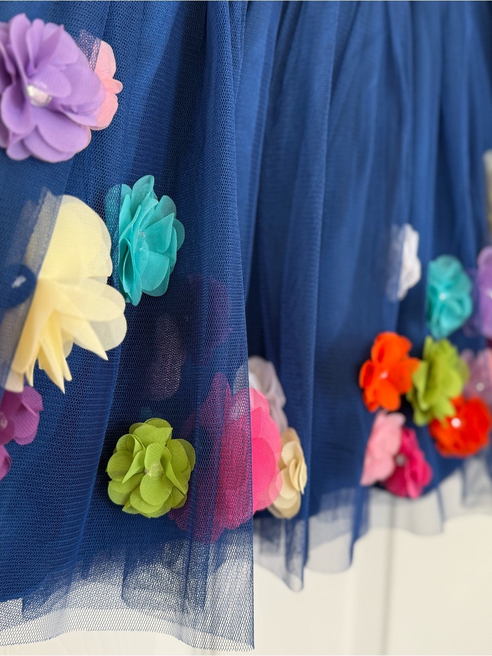 Girls The Children’s Place Navy Tulle Skirt w/ 3D Floral Appliqué Size 10 - Picture 7 of 9